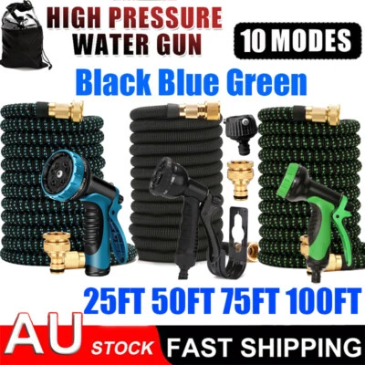 25-100FT Flexible Expandable Garden Water Hose Pipe Car Wash W/ Spray Nozzle Gun - image 1 of 4