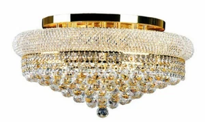 K9 Crystal Flush mount Living or Dining Room 8 Light Gold Chandelier Fixture - Picture 1 of 2
