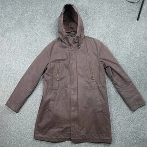 COS Jacket Mens Large Brown Fleece Lined Heavy Hooded Long - Minor Flaw - - Picture 1 of 12