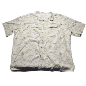 Cabelas Fishing Button Shirt Mens Bass Print Vented Back Short Sleeve Sz 3XL - Picture 1 of 13