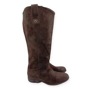 Frye Melissa Button Tall schokobraune Wildlederreitstiefel Größe: 6,5 - Bild 1 von 12