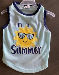 "PET SPIRIT Camiseta Azul "HOLA VERANO" Cachorro/Perro Mediana NUEVA CON ETIQUETAS - Imagen 1 de 1