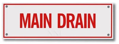 NNI MAIN DRAIN (Aluminum Sprinkler System Sign) 6" x 2"