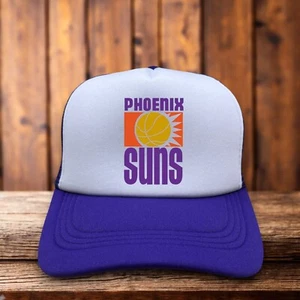 Phoenix Suns Mens Trucker Hat Purple Snapback 1968 Original Vintage Logo Cap - Picture 1 of 6