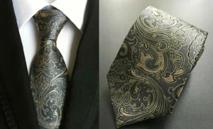 Corbata formal de boda hecha a mano gris plateada con estampado de cachemira para hombre - Imagen 1 de 3