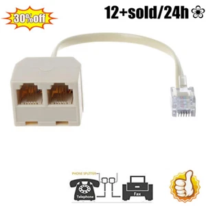 Two Way Telephone Splitters RJ11 Male to Dual Female Cable 6P4C for Landline - Zdjęcie 1 z 8