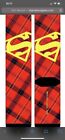 Bioworld DC Comics Superman Plaid Dress Crew Socks W/ Helicase Sock Ring