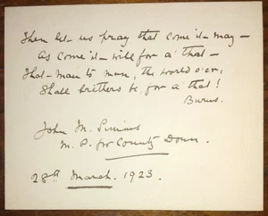 Major-General Reverend John Morrow Simms (1854-1934) Signed & Inscribed Card - Picture 1 of 2