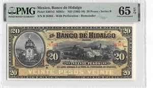 Mexiko / Hidalgo 20 Pesos ND. Banknote 1902 PMG 65 EPQ Stempelglanz - Bild 1 von 2
