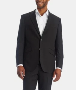 New Reaction Kenneth Cole Men's Techni-Cole Slim-Fit Suit Jacket 42L Black/Grey - Picture 1 of 3