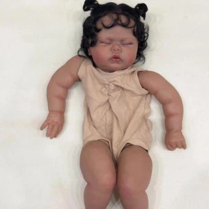24inch Painted Reborn Doll Dark Skin Girl Doll Kit Rooted Hair Body Pickle Gift - Picture 1 of 6