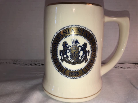 Penn State University Ceramic 5” Stein Mug Gold Trim Cover