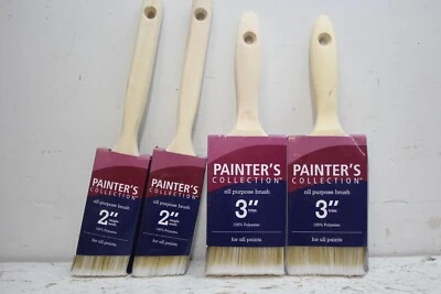 (4x) 2" ángulo + 3" cepillo de recorte 100% poliéster todo uso de pintura látex y aceite profesional Foto 1 de 4