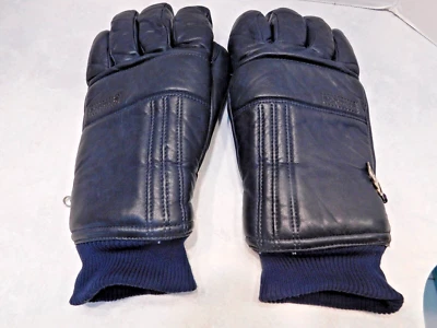 GRANDOE MEN'S NAVY BLUE LEATHER WINTER SKI GLOVES GOR-TEC LINING SIZE MEDIUM - Image 1 of 4