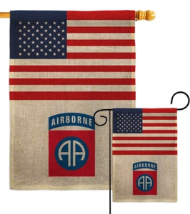US 82nd. Airborne Sackleinen Garten Flagge Armee Streitkräfte Hof Haus Banner - Bild 1 von 17