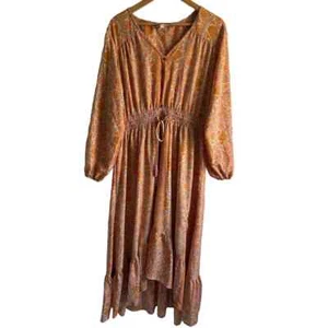 Anthropologie Boemo Size 2X Boho V Neck High Low Ruffle Hem Floral Maxi Dress - Picture 1 of 8