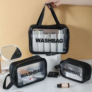 Toiletry Bag 3 PCS Clear Travel Bag Wash Bag PVC Waterproof Makeup Bag - Picture 1 of 17