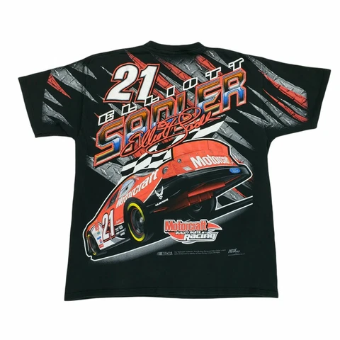Vintage Elliott Sadler All Over Print T-Shirt #21 Black Mens Size XL Motorcraft Cover