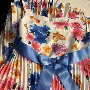Bonnie Jean Girls Size 16 "BLUE LACE SATIN" Tulle Flower Dress Floral - Picture 1 of 5