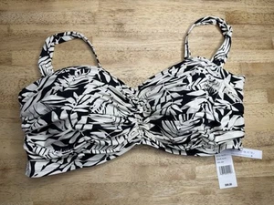 Bleu Rod Beattie Shirred Bandeau Bikini Top Black Underwire Ruched Size 22w - Picture 1 of 7