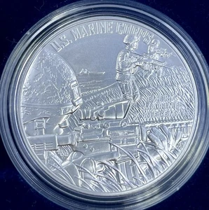 Medaglia d'argento forze armate US Marine 1 oncia .999 medaglia d'argento OGP e certificato di autenticità - Foto 1 di 4
