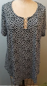 Size 22/24 AVENUE Black & White Polka Dot Blouse - Picture 1 of 4