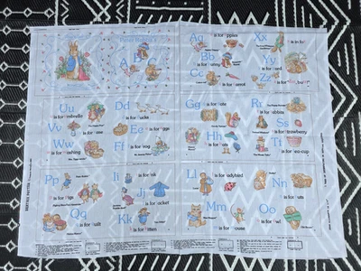 FREDERICK WARNE & CO Vintage 1993 BEATRIX POTTER PETER RABBIT ABC Soft Book Fabric Panel - Cut & Sew