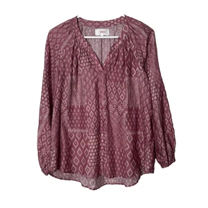 Xirena pink stamp chloe patchwork print silk cotton blouse womens XS popover - Picture 1 of 12
