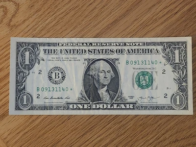 RARE-ERROR DC  2013 B Duplicate $1 Star Note Serial # B 09131140* - Image 1 of 4