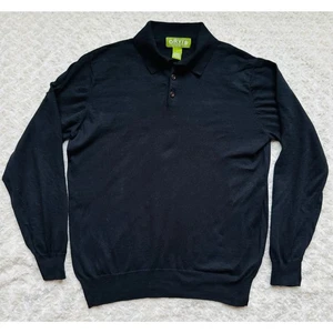Orvis Herren schwarz Baumwolle Seide Kaschmir Langarm Poloshirt Größe Medium - Bild 1 von 7