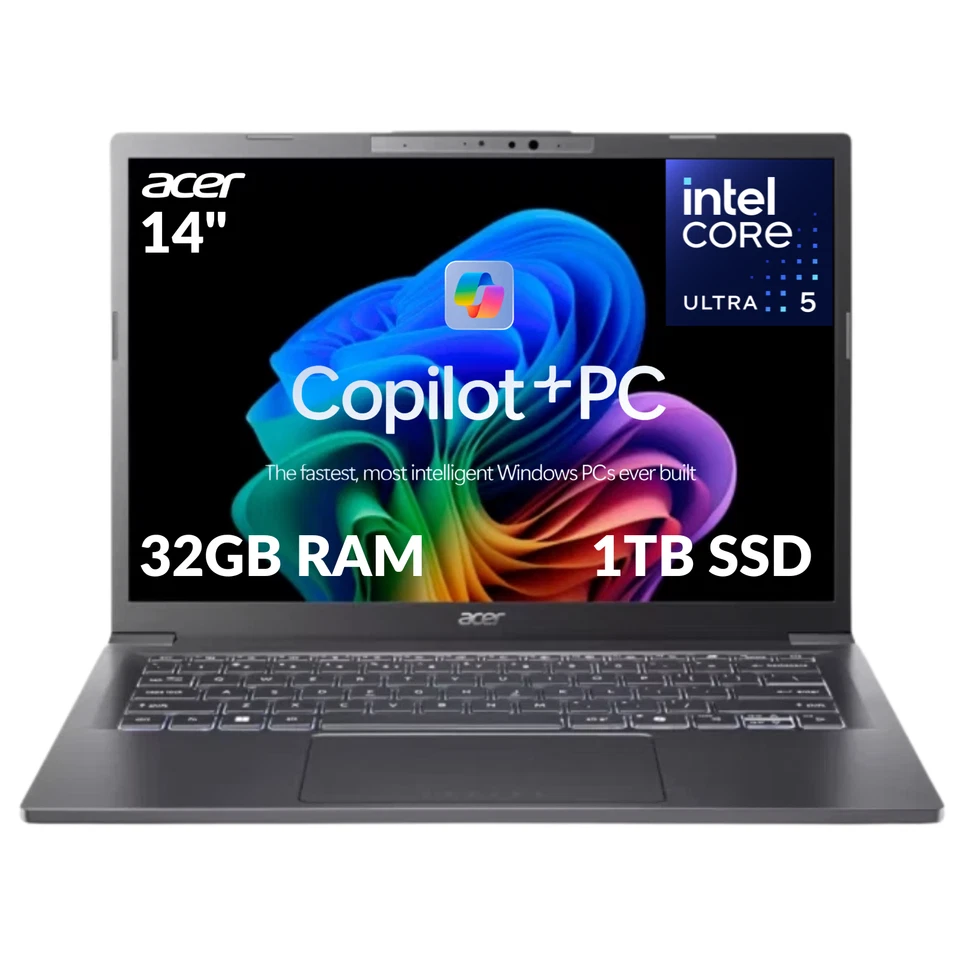 Acer Aspire 14 Intel Core Ultra 5 226V 1920 x 1200 16GB RAM 512GB Reacondicionado Foto 1 de 4