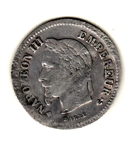 FRANCIA 20 cent plata 1867 A - Paris NAPOLEON III EMPERADOR - Imperio Frances - Foto 1 di 2