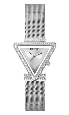 Guess Ladies Fame Diamonds Silver Dial Silver Mesh Bracelet Watch - GW0508L1 NEW - Image 1 of 4