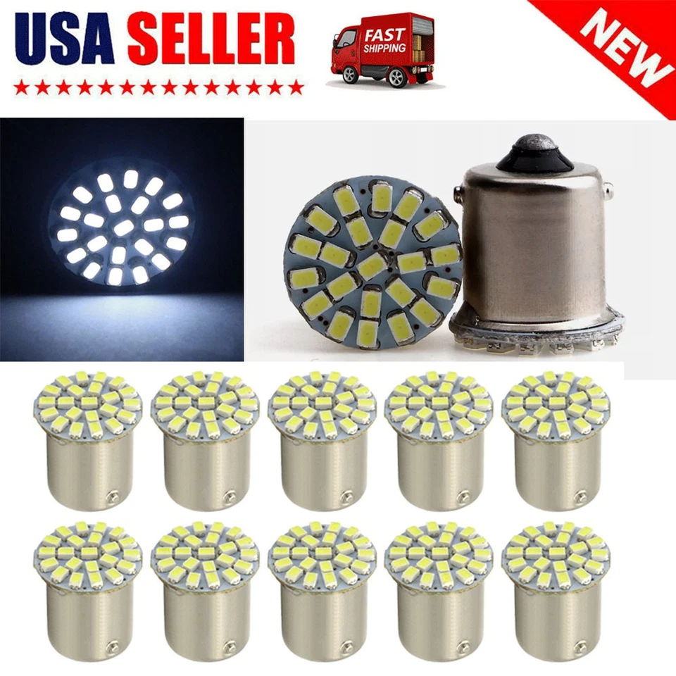 10x 24V 1156 LED BA15S / 1157 BAY15D 1206 22SMD LED Turn Signal Reverse Lights - Image 1 of 4