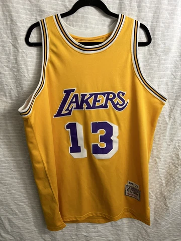 Wilt Chamberlain Los Angeles Lakers Hardwood Classic Yellow Jersey #13 Size 54 Cover