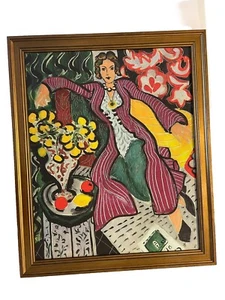 HENRI MATISSE " WOMAN IN A PURPLE COAT" FRAMED Embellished Print - Picture 1 of 7