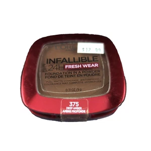 L'OREAL 24 HR INFALLIBLE FRESH-WEAR FOUNDATION POWDER #375 “DEEP AMBER” NEW - Picture 1 of 4