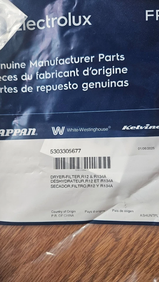 Lote de 5 Novos Filtros Secadores de Geladeira Electrolux Frigidaire Genuínos 5303305677 - Imagem 1 de 1
