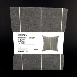 Ikea MILDRUN Pillow Cushion Cover Cotton 20" x 20" Gray Striped New - Picture 1 of 4
