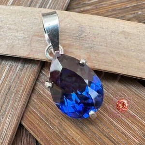 Exquisite 14.40 Ct Certified Natural Blue Sapphire Pendant 925 Silver Elegance - Picture 1 of 6