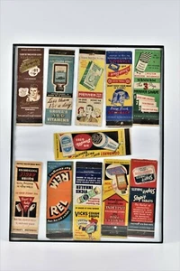 Vintage Lot Nicely Framed Matchbook Covers Mennen Squibb Vicks Listerine Stopit - Picture 1 of 8