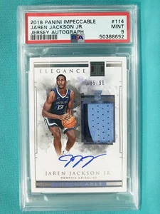 2018-19 IMPECCABLE #114 JAREN JACKSON Jr. 35/99 AUTO PATCH PSA 9 ROOKIE RC H1 - Picture 1 of 2