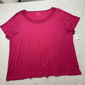 Talbots Women's Plus Size 3XL Short Sleeve Pink Modal Blend Pullover T Shirt - Picture 1 of 11