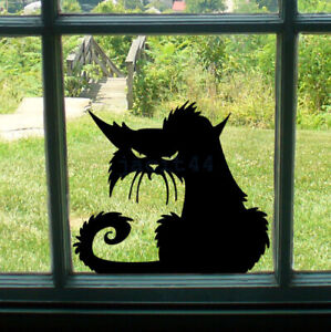 Halloween black cat glass window background wall sticker self-adhesive