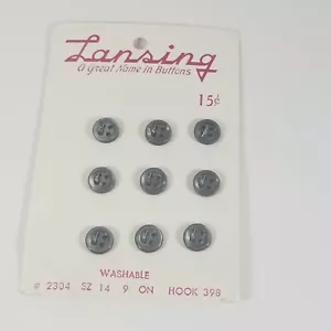 Vintage Lansing Four-Hole Buttons New Old Stock Small Gray On Card - Picture 1 of 3