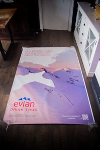 EVIAN WATER A Rifugio Autobus Francese Poster Vintage Pubblicità Bevande Originale anni 2020 - Foto 1 di 7