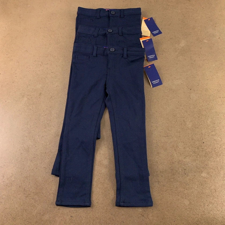 Pantalón ajustado French Toast para niñas talla 6 azul marino tejido 5 bolsillos paquete de 3 SK9502 NUEVO CON ETIQUETAS Foto 1 de 4