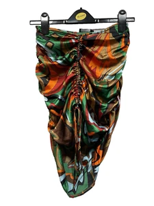 Ruched Front Skirt Size 10 New With Tags PrettyLittleThing Multi Abstract Print - Picture 1 of 11