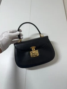 GUCCI Lady Lock 2-Way Shoulder Bag Handbag for Women Calf Leather Black with Gol - Picture 1 of 11