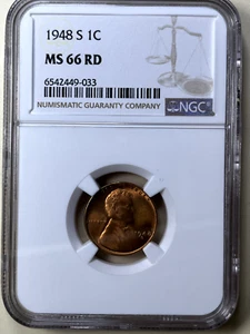 1948 S Wheat Cent - NGC MS 66 Red - Picture 1 of 2